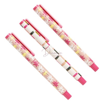 SET 3 BÚT GEL PEN HỌA TIẾT HỒNG DỄ THƯƠNG