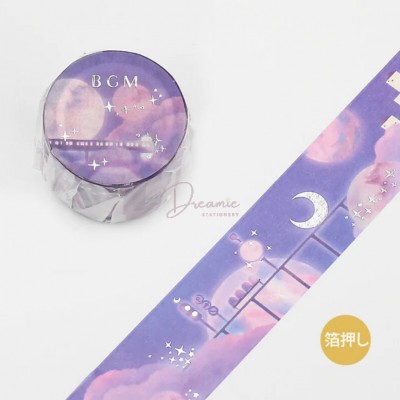 PURPLE DREAMSCAPE CASTLE BGM WASHI TAPE GOLD FOIL ACCENT