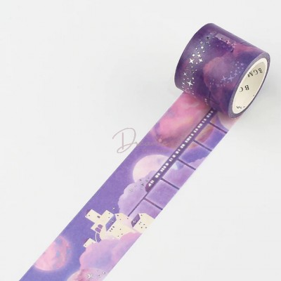 PURPLE DREAMSCAPE CASTLE BGM WASHI TAPE GOLD FOIL ACCENT
