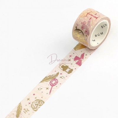 TECHNIQUE SKILL ART WASHI TAPE BGM NATURE POETRY SERIES GOLD FOILD MASKING TAPE 20mm x 5m