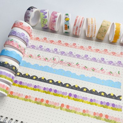 SET WASHI TAPE HÌNH TRÁI TIM PIXEL TRANG TRÍ SỔ TAY DIY