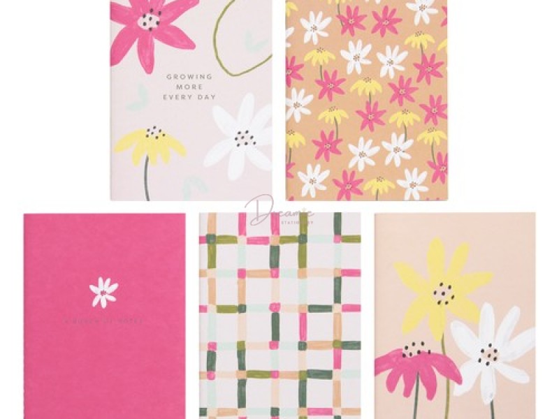 Set 5 quyển vở ghi chép hoa hoa tam sắc | Phiên bản giới hạn