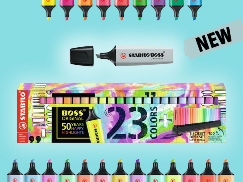 SET BÚT 23 BÚT DẠ QUANG PHIÊN BẢN ĐẶC BIỆT KỈ NIỆM 50 NĂM THÀNH LẬP CỦA STABILO 