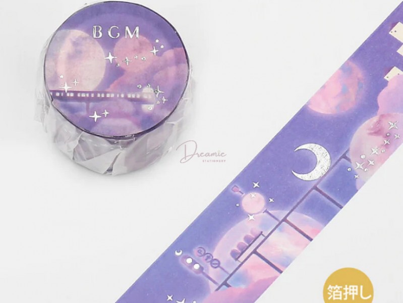 PURPLE DREAMSCAPE CASTLE BGM WASHI TAPE GOLD FOIL ACCENT