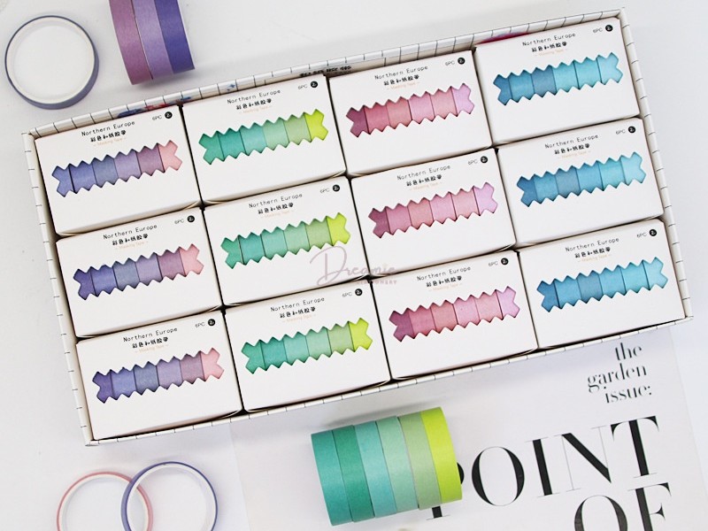 BỘ 6 CUỘN WASHI TAPES RAINBOW GRADIENT (copied)