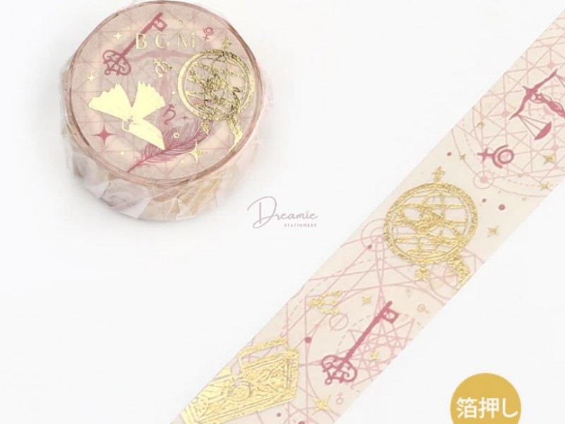 TECHNIQUE SKILL ART WASHI TAPE BGM NATURE POETRY SERIES GOLD FOILD MASKING TAPE 20mm x 5m