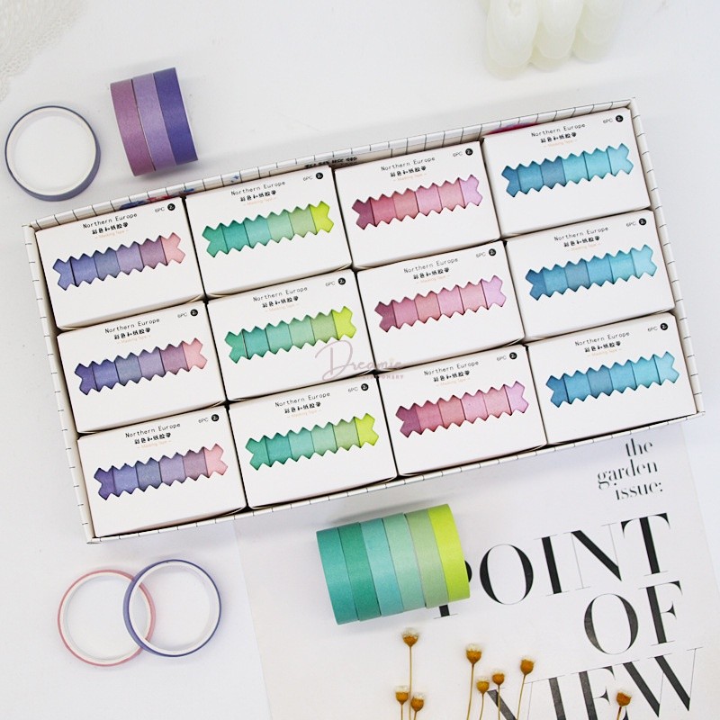 BỘ 6 CUỘN WASHI TAPES RAINBOW GRADIENT (copied)