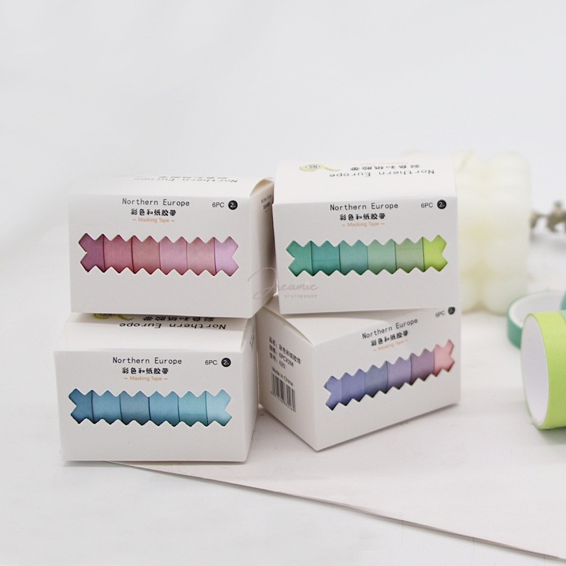 BỘ 6 CUỘN WASHI TAPES RAINBOW GRADIENT (copied)