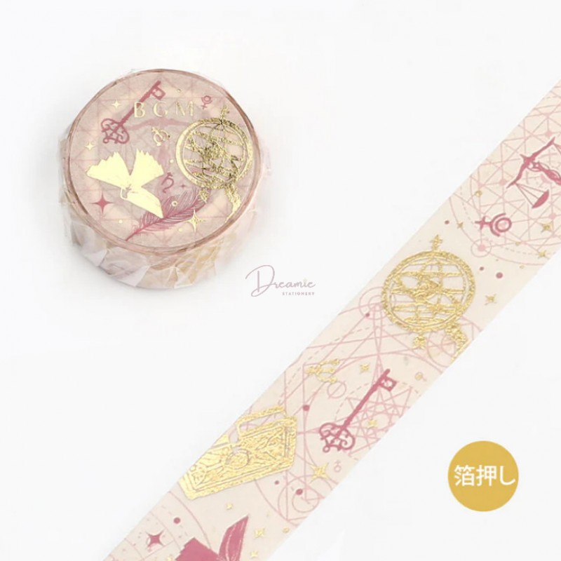 TECHNIQUE SKILL ART WASHI TAPE BGM NATURE POETRY SERIES GOLD FOILD MASKING TAPE 20mm x 5m