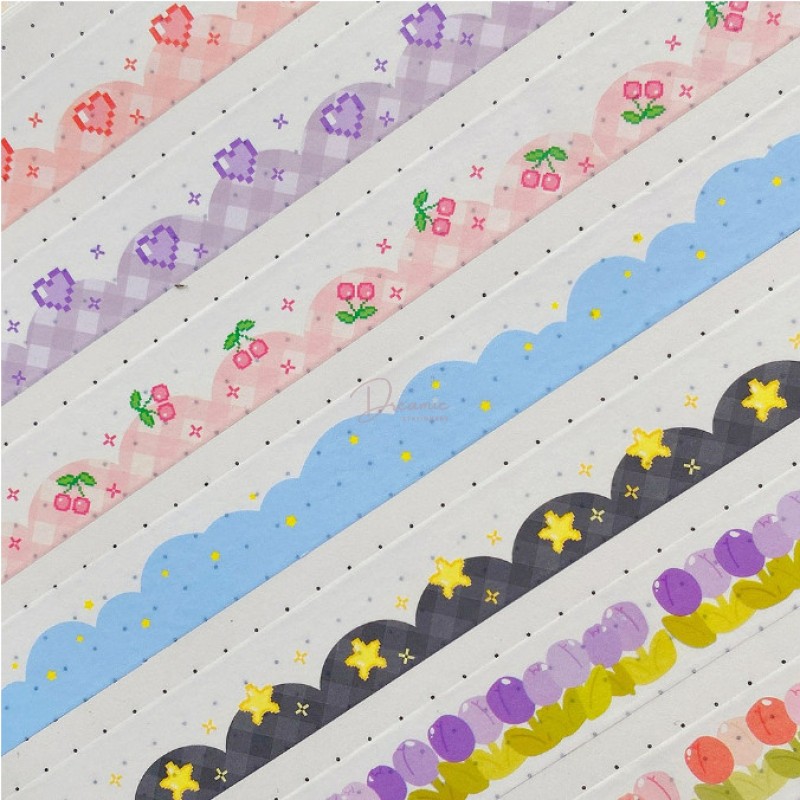 SET WASHI TAPE HÌNH TRÁI TIM PIXEL TRANG TRÍ SỔ TAY DIY